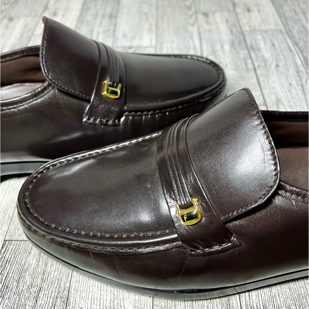 Florsheim Riva Moc Toe Gold Bit Brown Loafer Slip On Dress Shoes 10 3E Wide NWOT - Picture 7 of 8